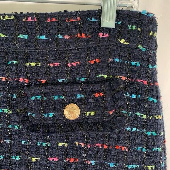 Talbots Knee Length Skirt Women's 8 Black Knit Side Zip Front Button Pockets - Picture 2 of 7